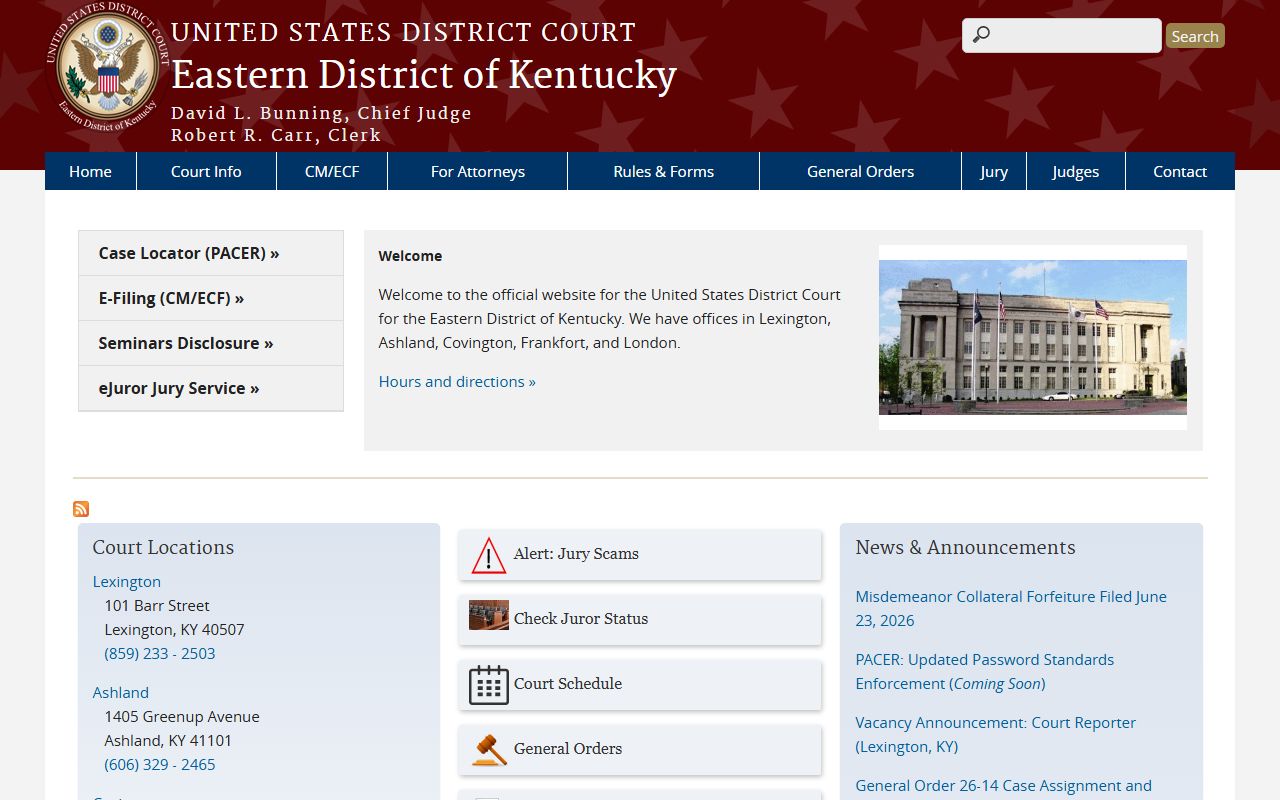 Kenton County federal court records Eastern District of Kentucky