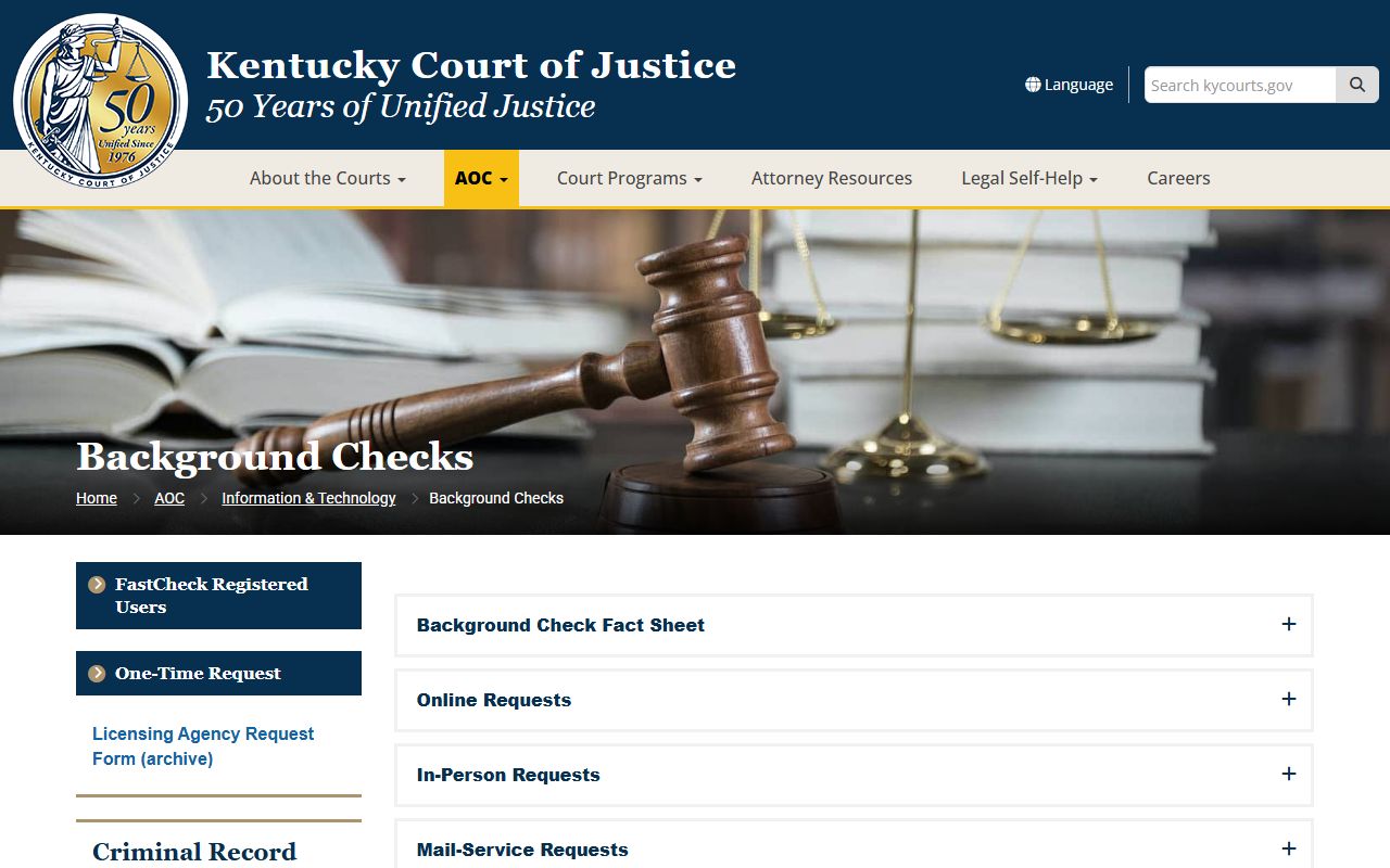 Kenton County court records AOC background check access