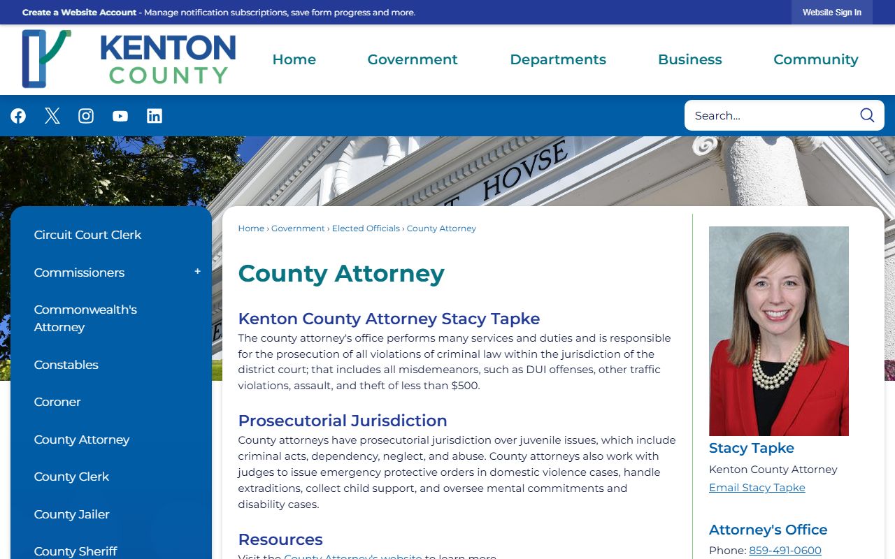 Kenton County criminal court records County Attorney office source