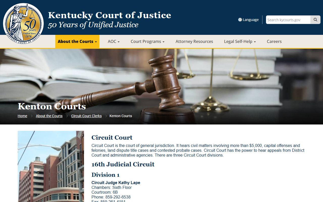 Kenton County court records official Kentucky Court of Justice page