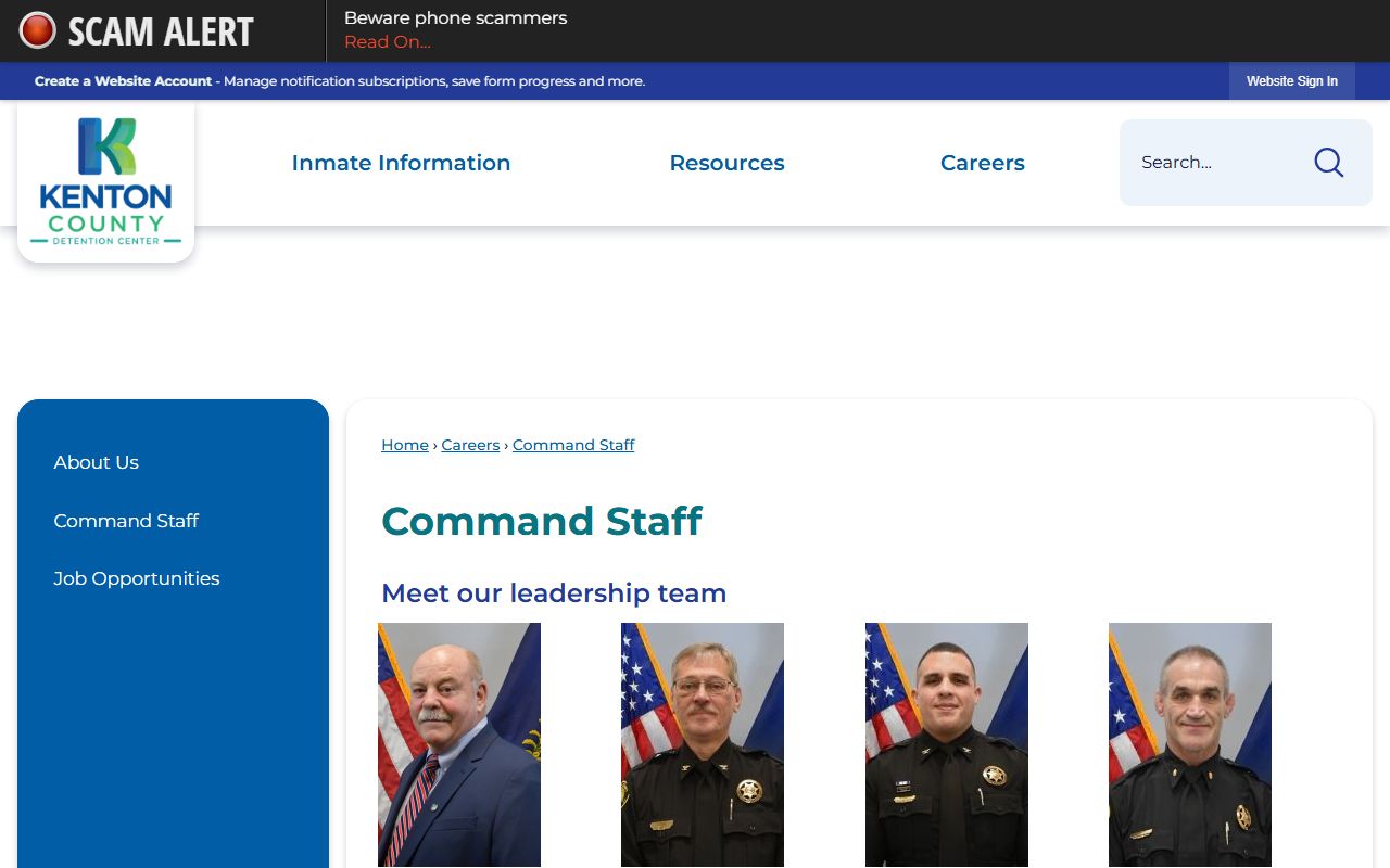 Kenton County inmate records detention command staff
