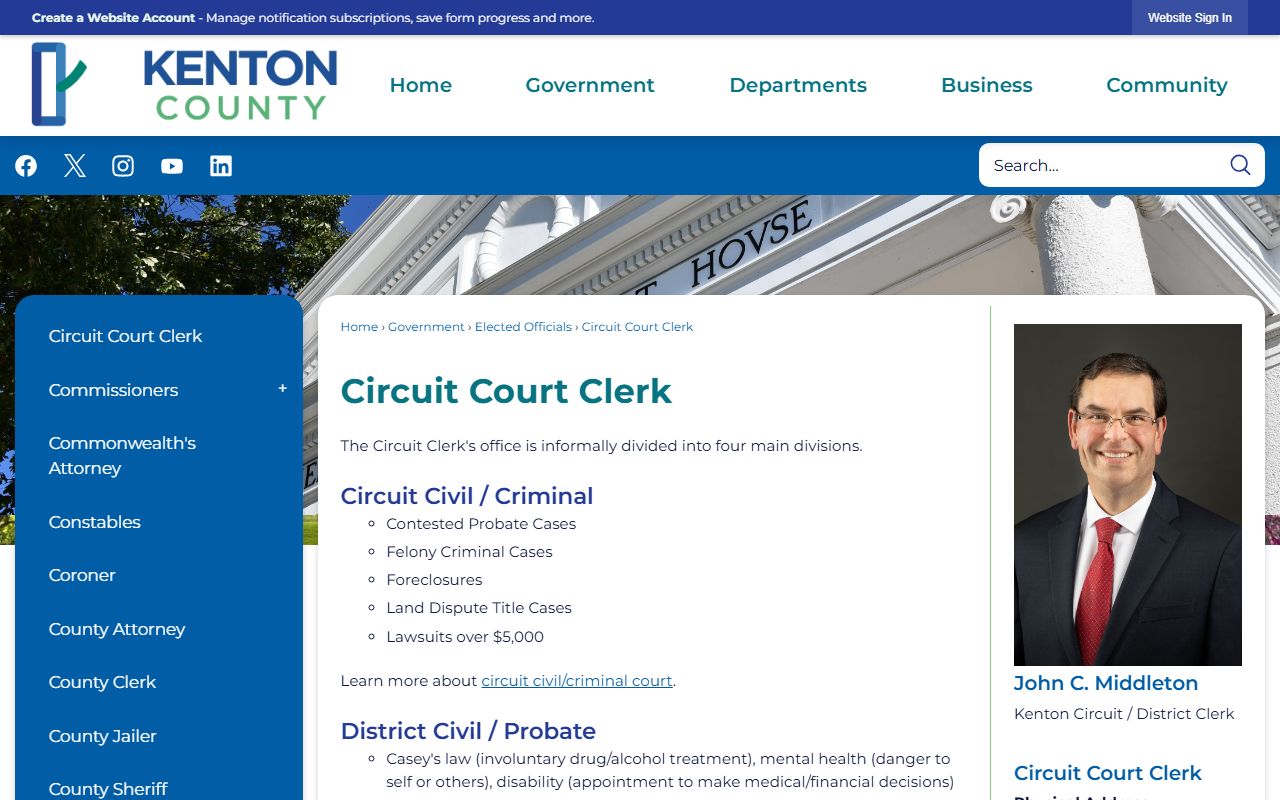 Kenton County warrant search and Circuit Court Clerk record access